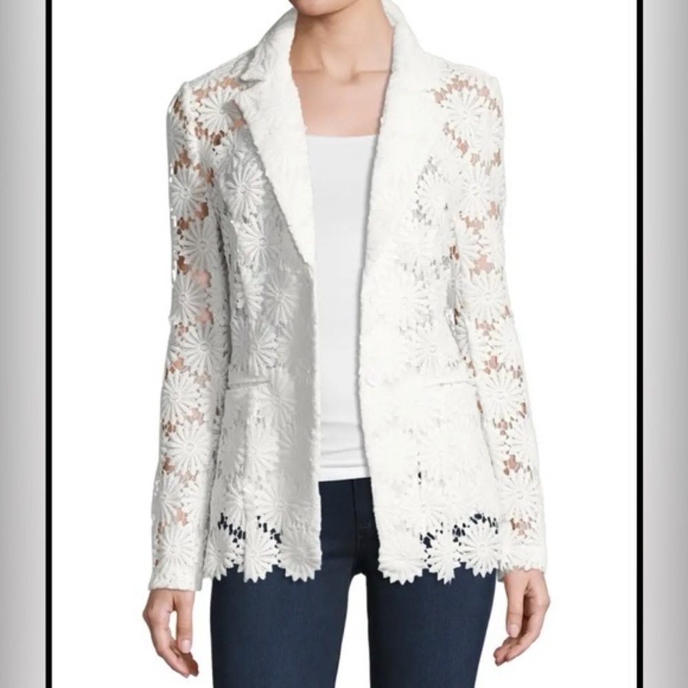 Berek Peek-A-Boo 3D Open Floral White Blazer Jacket Small NWT
